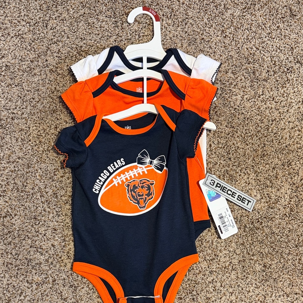 Chicago Bears,  Baby Girl 3-Pack One-Piece Bodysuits/Onsies